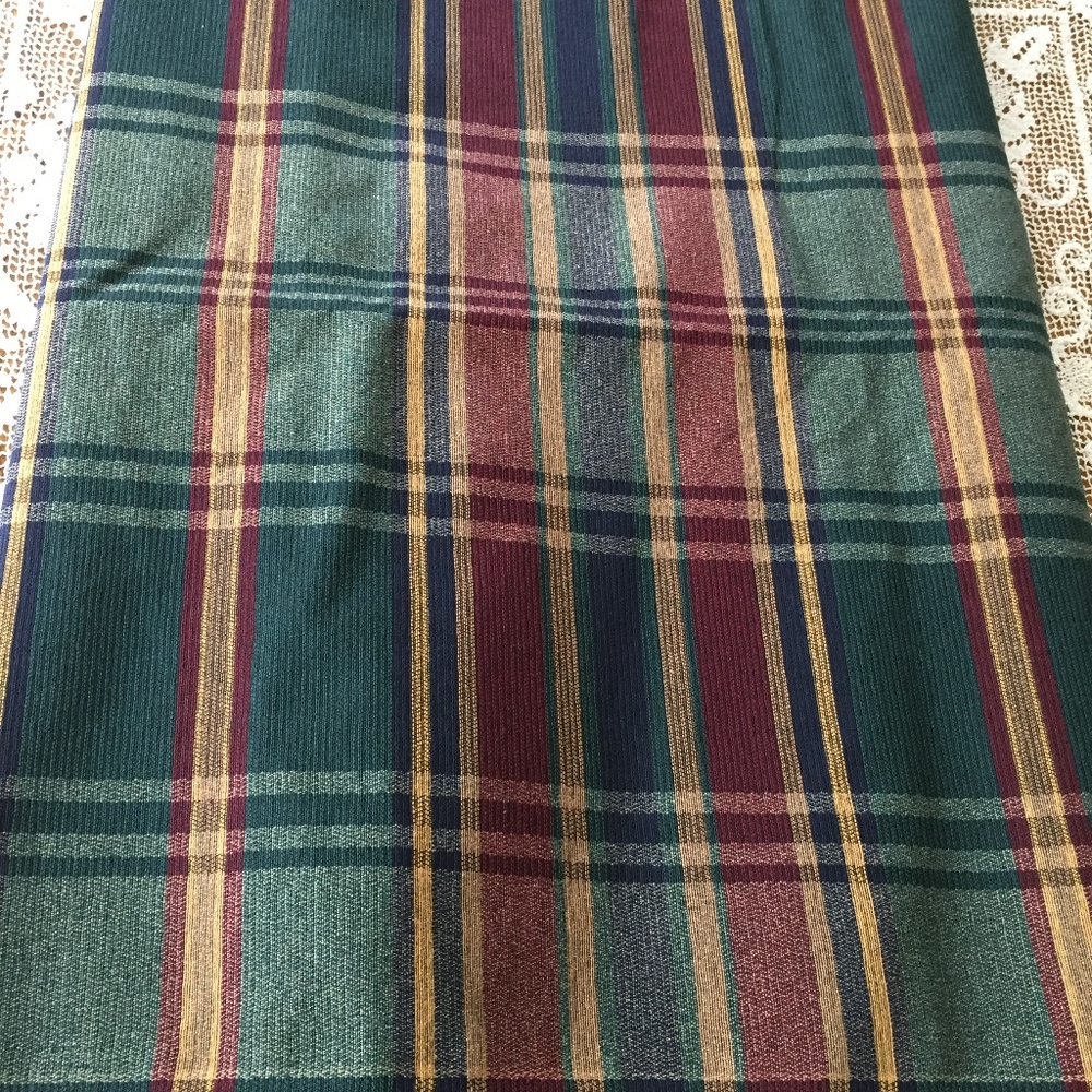 PLAID YARDAGE 4 yds FACTORY EDGES  NAVY BLUE  GREEN GOLD  MAROON  4 YDS X 56"W